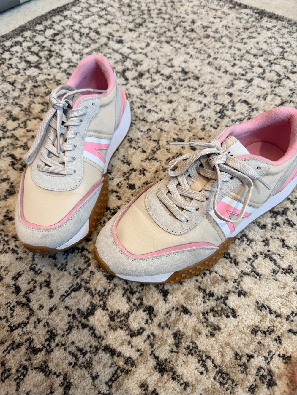 Lacoste Beige and Pink Women's Athletic Sneakers
